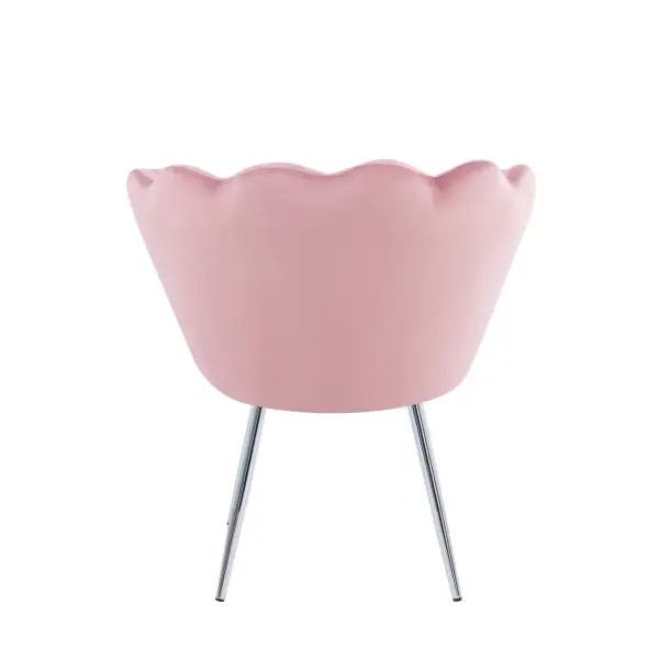Fotel wypoczynkowy muszla mała velvet różowy nogi srebrne FR1-ZA